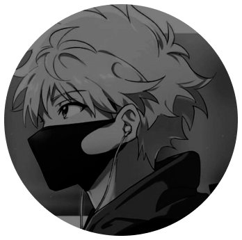  homem de anime alternativo olhando para o lado usando mascara e fones de ouvido.